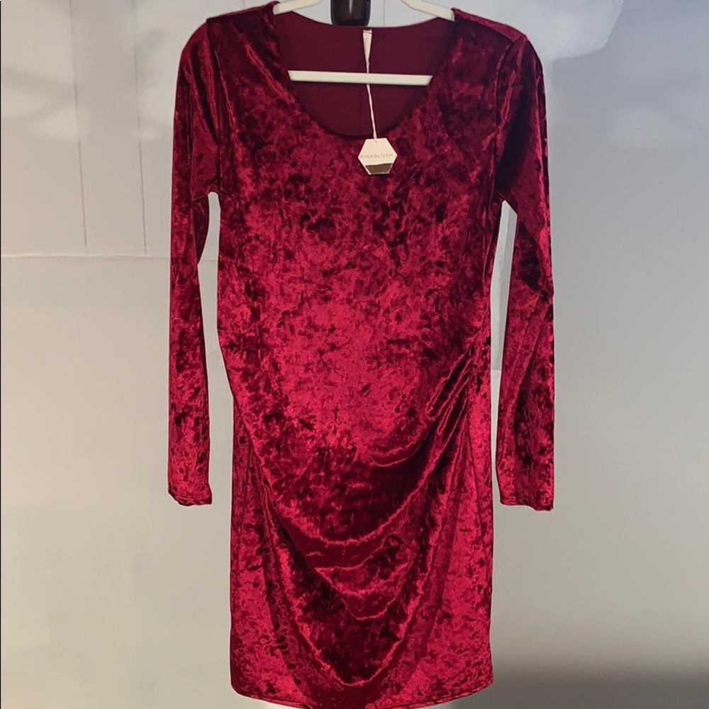 Cranberry / burgundy velvet maternity dress